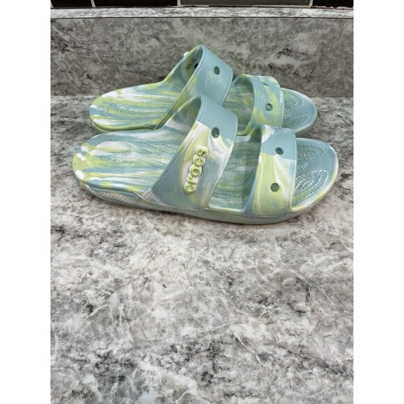 Classic Crocs Marbized Sandal Pure Water/Multi Unisex Men’s 6 Women’s 8 EUC - Picture 3 of 7